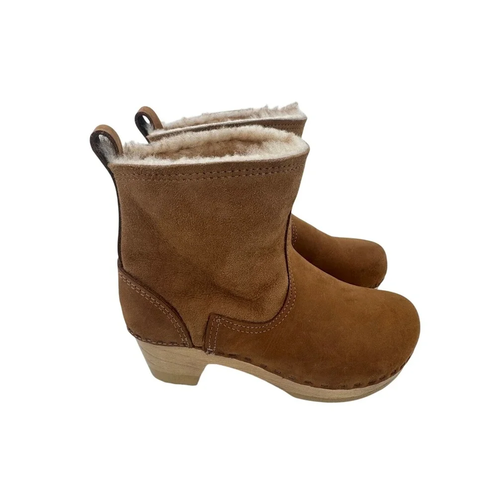 No.6 Mid-Heel Shearling Clog Boots in Honey Aviator‎ – EU 35